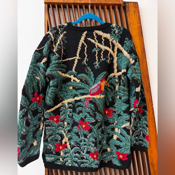 Vintage Hand Knit Northern Isles Signature Jungle Sweater Tiger Big Cat XL - Picture 2 of 4